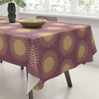 Boho Summer Sun Pattern XI Mauve and Neutral Yellow Tablecloth Gallery Image 3
