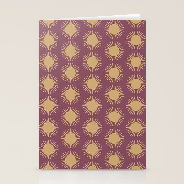 Boho Summer Sun Pattern XI Mauve and Neutral Yellow Stationery Card Gallery Image 2