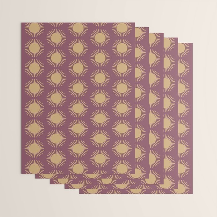 Boho Summer Sun Pattern XI Mauve and Neutral Yellow Wrapping Paper Gallery Image 3