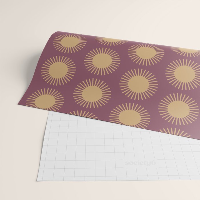 Boho Summer Sun Pattern XI Mauve and Neutral Yellow Wrapping Paper Gallery Image 2