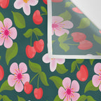 Cherry Pattern on Dark Teal Wall Tapestry Gallery Image 3
