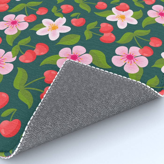 Cherry Pattern on Dark Teal Rug Gallery Image 4