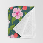 Cherry Pattern on Dark Teal Throw Blanket Gallery Image 3
