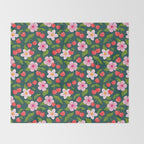 Cherry Pattern on Dark Teal Throw Blanket Gallery Image 2