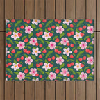 Cherry Pattern on Dark Teal Outdoor Rug Gallery Image 1