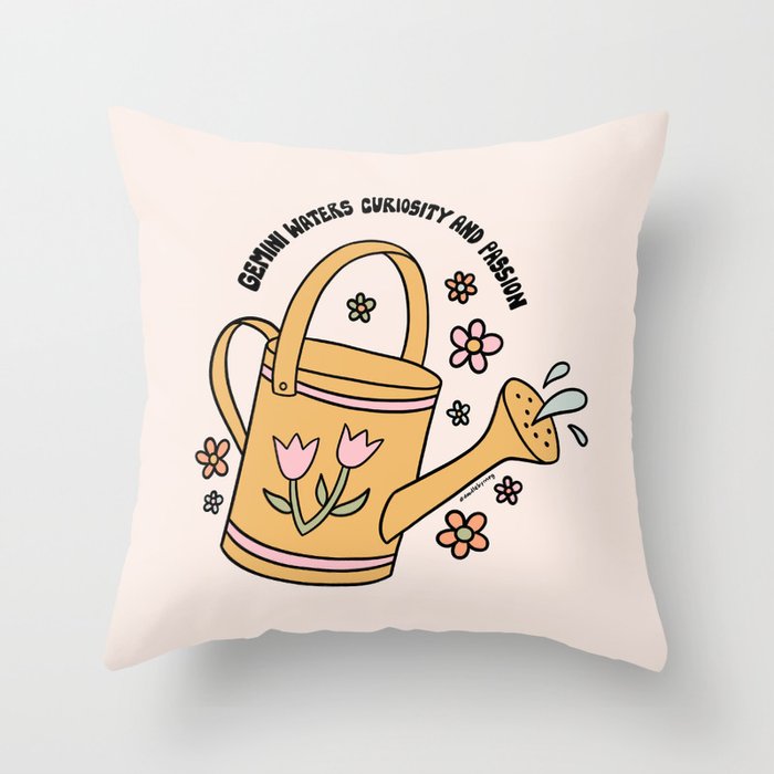 Gemini Watering Can Throw Pillow Gallery Image 1