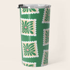 Vintage flower postage stamp pattern Travel Mug Gallery Image 3