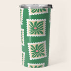 Vintage flower postage stamp pattern Travel Mug Gallery Image 2