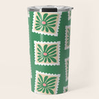 Vintage flower postage stamp pattern Travel Mug Gallery Image 1