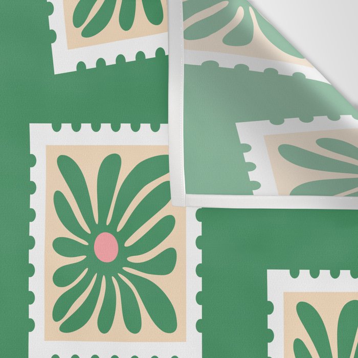 Vintage flower postage stamp pattern Wall Tapestry Gallery Image 3