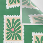 Vintage flower postage stamp pattern Wall Tapestry Gallery Image 3