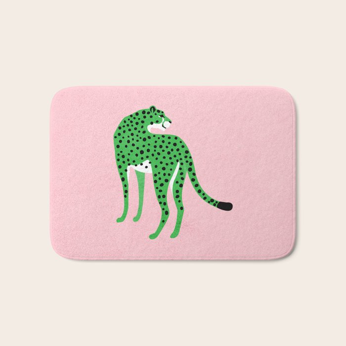 The Stare 2: Tropical Green Cheetah Edition Bath Mat Gallery Image 1