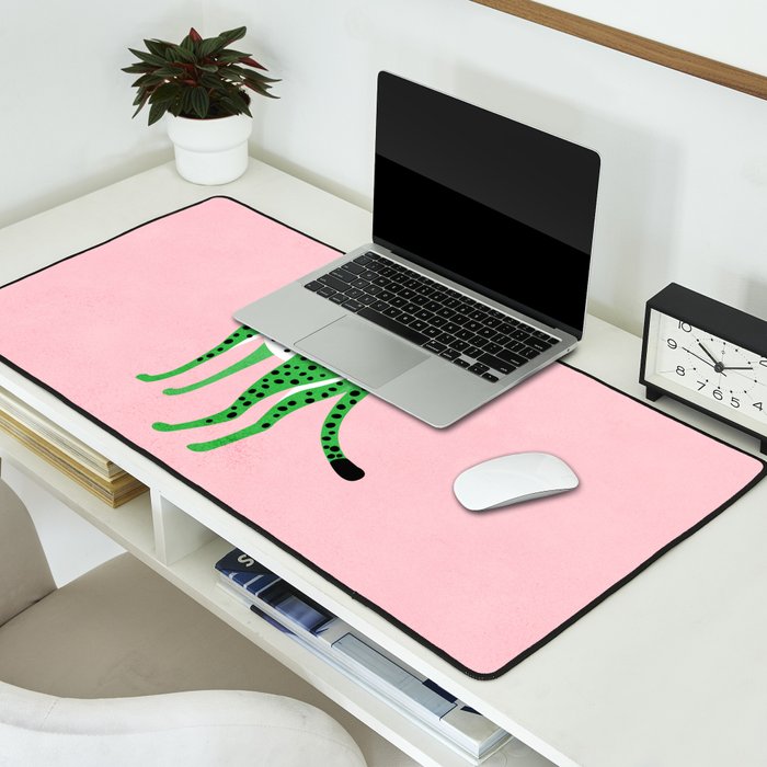 The Stare 2: Tropical Green Cheetah Edition Desk Mat Gallery Image 2