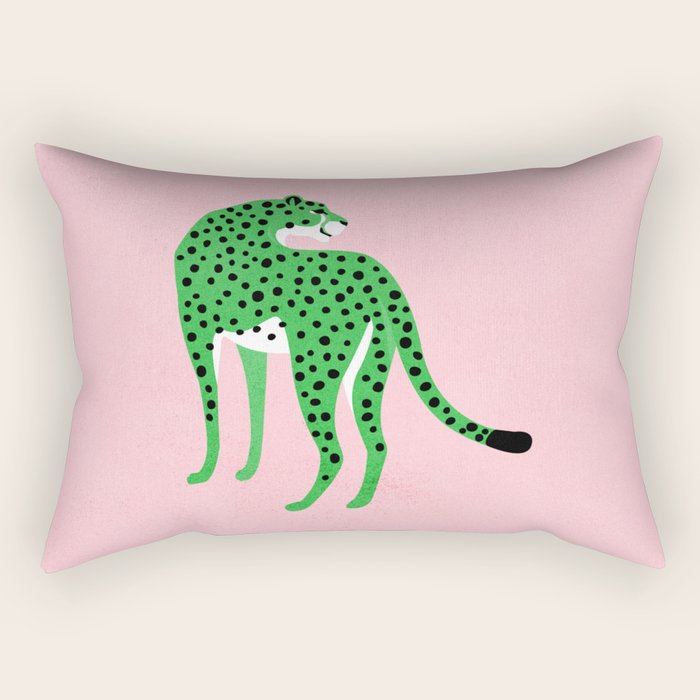 The Stare 2: Tropical Green Cheetah Edition Rectangular Pillow Gallery Image 2