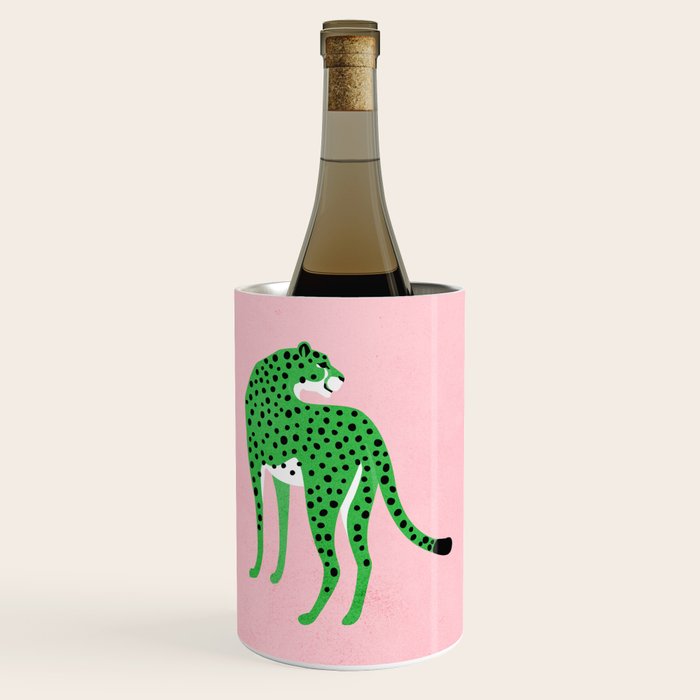 The Stare 2: Tropical Green Cheetah Edition Wine Chiller Gallery Image 1