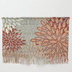 Festive, Floral Prints, Green, Terracotta, Red, Coloured Prints Wall Hanging Gallery Image 1