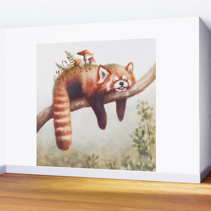 Sleepy Red Panda Wall Mural Gallery Image 2