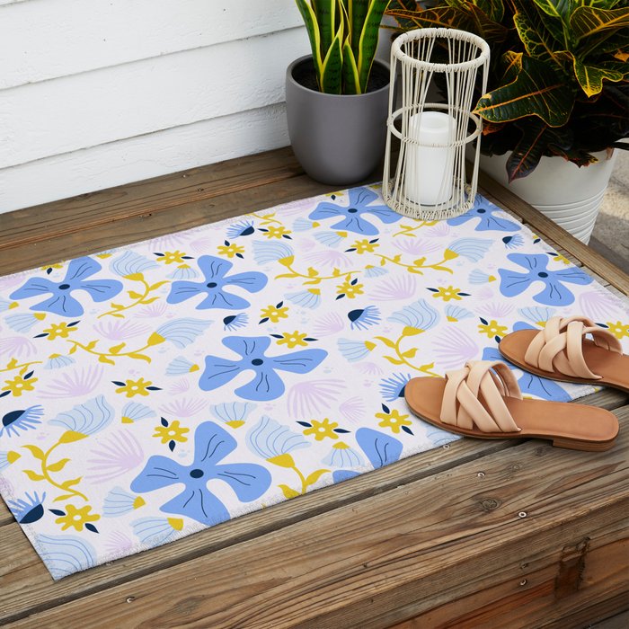 Violet flowerbed Outdoor Rug Gallery Image 2