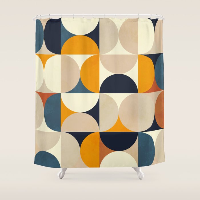 mid century abstract shapes fall winter 1 Shower Curtain Gallery Image 1