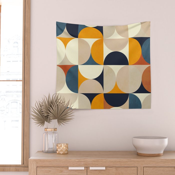 mid century abstract shapes fall winter 1 Wall Tapestry Gallery Image 2