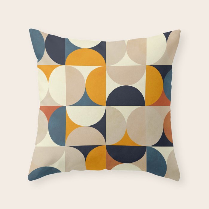 mid century abstract shapes fall winter 1 Throw Pillow Gallery Image 1