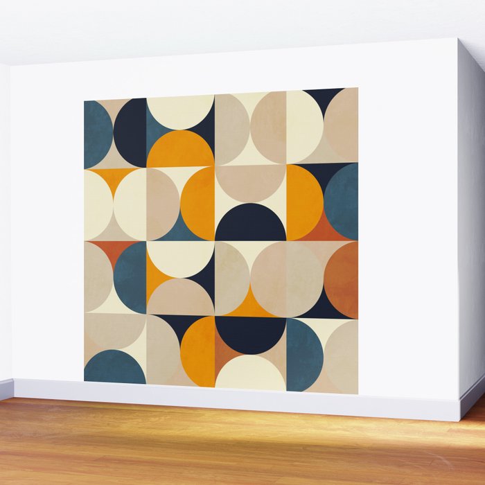 mid century abstract shapes fall winter 1 Wall Mural Gallery Image 2