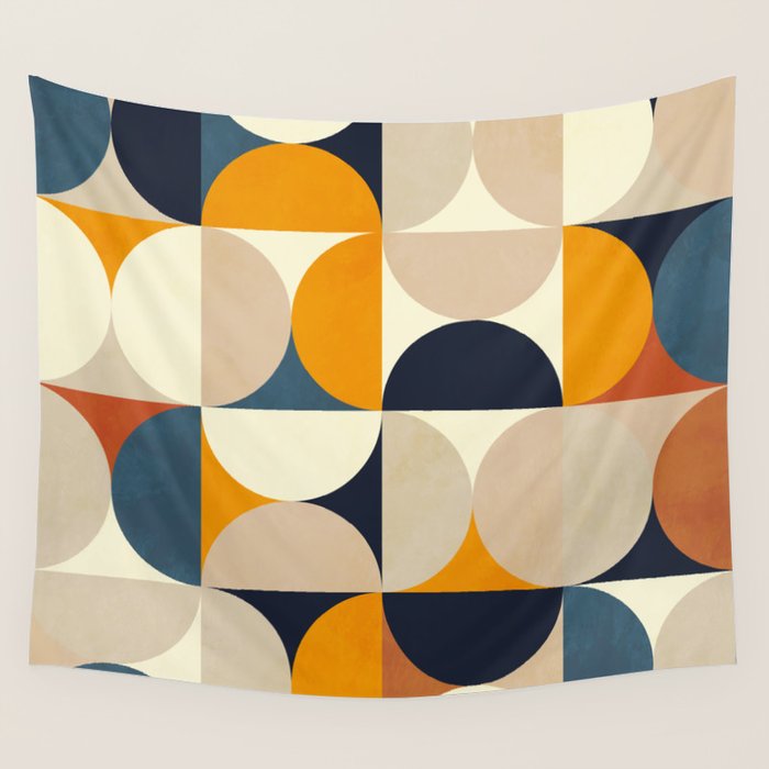 mid century abstract shapes fall winter 1 Wall Tapestry Gallery Image 4