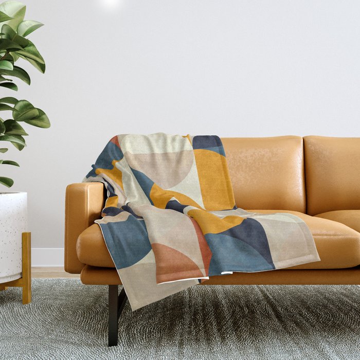 mid century abstract shapes fall winter 1 Throw Blanket Gallery Image 1