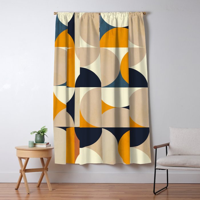 mid century abstract shapes fall winter 1 Window Curtain Gallery Image 1