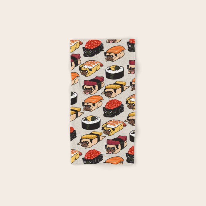 Sushi Pug Hand & Bath Towel Gallery Image 1