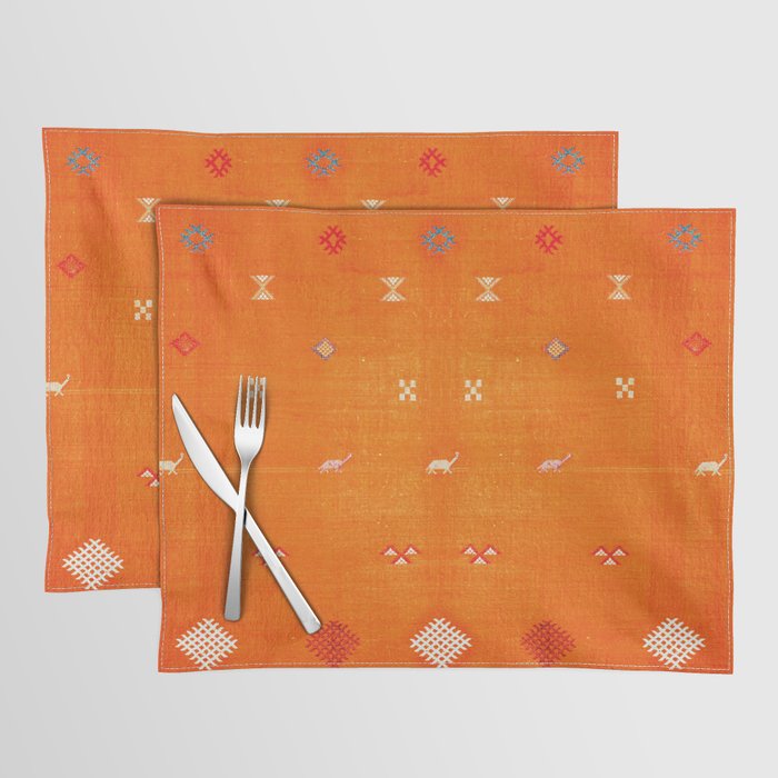 Orange Oriental Traditional Creative Berber Moroccan Fabric Style Placemat Gallery Image 1