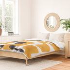 Mid Century Abstract Black & Yellow Fun Pattern 70's Mustard Ripples Lines Retro Style Duvet Cover Gallery Image 2