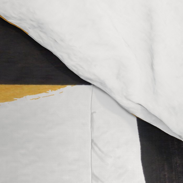 Mid Century Abstract Black & Yellow Fun Pattern 70's Mustard Ripples Lines Retro Style Comforter Gallery Image 4
