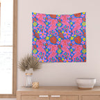 Pink Tigers and Flowers Wall Tapestry Gallery Image 2