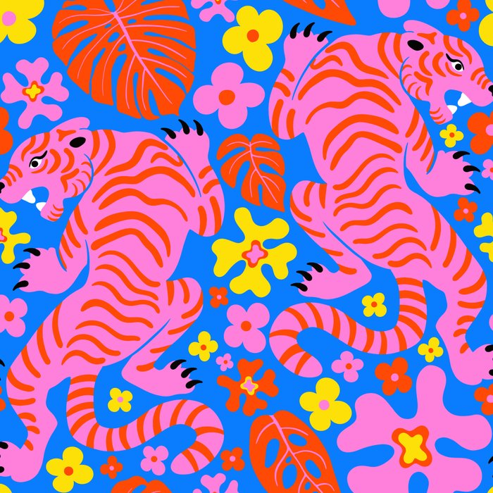 Pink Tigers and Flowers Coffee Mug Gallery Image 2