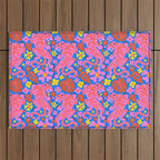 Pink Tigers and Flowers Outdoor Rug Gallery Image 1