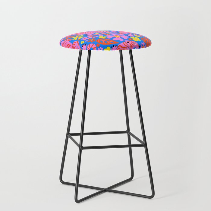 Pink Tigers and Flowers Stool Gallery Image 1
