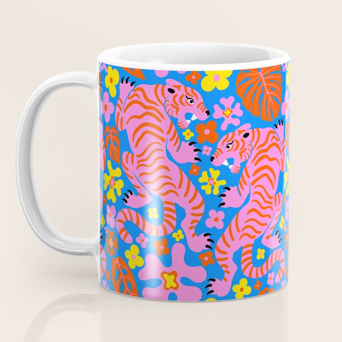 Pink Tigers and Flowers Coffee Mug Gallery Image 3