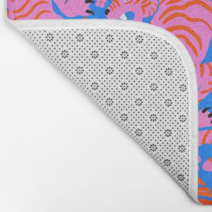 Pink Tigers and Flowers Bath Mat Gallery Image 2