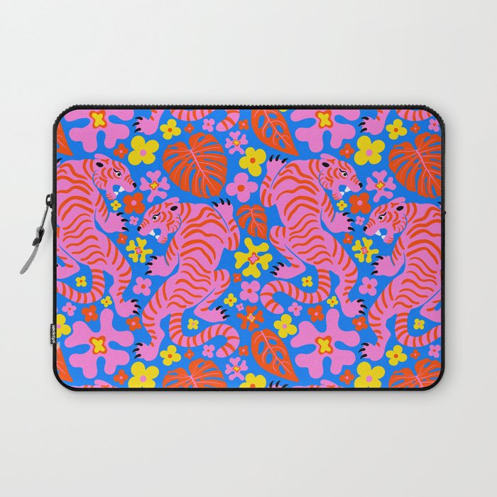 Pink Tigers and Flowers Laptop Sleeve Gallery Image 1