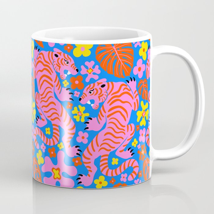 Pink Tigers and Flowers Coffee Mug Gallery Image 1