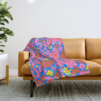 Pink Tigers and Flowers Throw Blanket Gallery Image 1