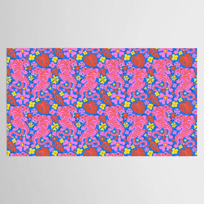 Pink Tigers and Flowers Tablecloth Gallery Image 2