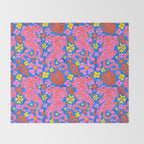 Pink Tigers and Flowers Throw Blanket Gallery Image 2