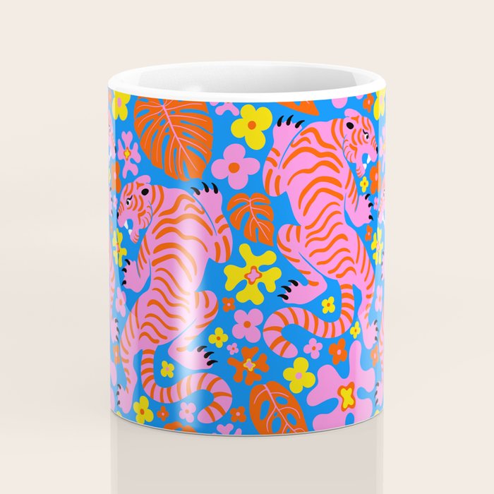 Pink Tigers and Flowers Coffee Mug Gallery Image 4