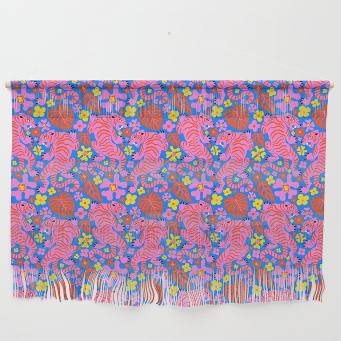 Pink Tigers and Flowers Wall Hanging Gallery Image 1