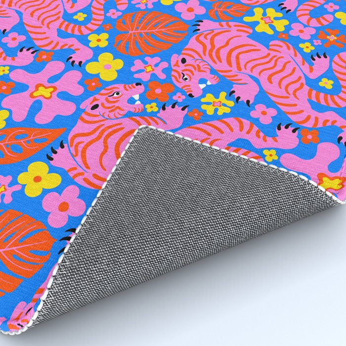 Pink Tigers and Flowers Rug Gallery Image 4