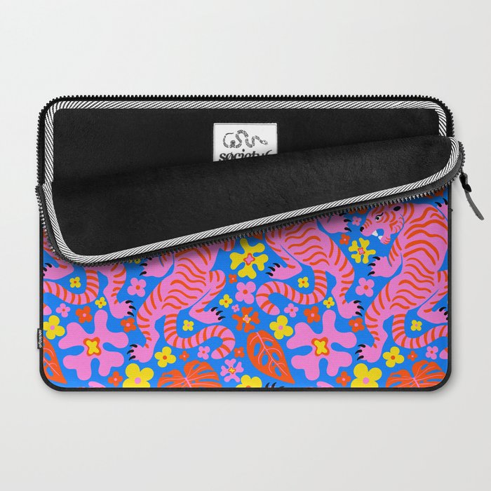 Pink Tigers and Flowers Laptop Sleeve Gallery Image 2