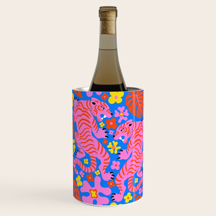 Pink Tigers and Flowers Wine Chiller Gallery Image 2