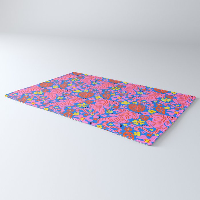 Pink Tigers and Flowers Rug Gallery Image 3